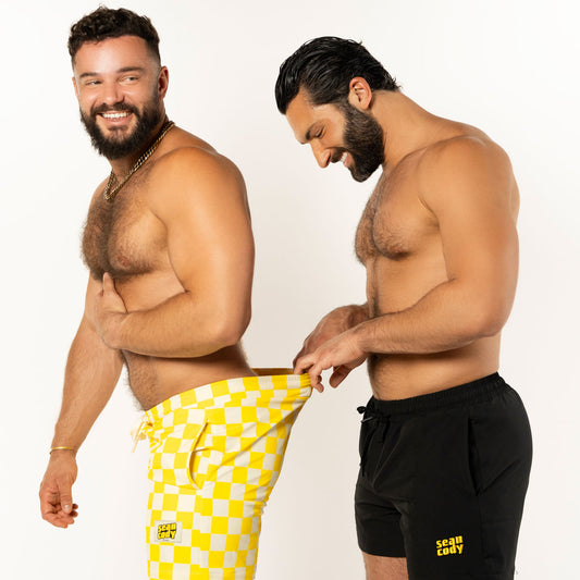 SEANCODY SWIM TRUNKS- YELLOW CHECK